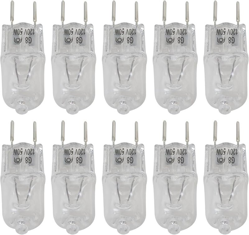 G8 Base 50W Dimmable Halogen Bulbs 10 Pack For GE Microwave Oven Range Hood Light - Image 1